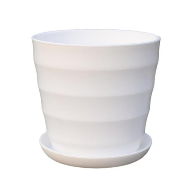Feltree 19cm Extra-Long Plastic Gardening Planter, Thickened Flowerpot for Indoor/Outdoor Plants, Complete with Matching Base Tray