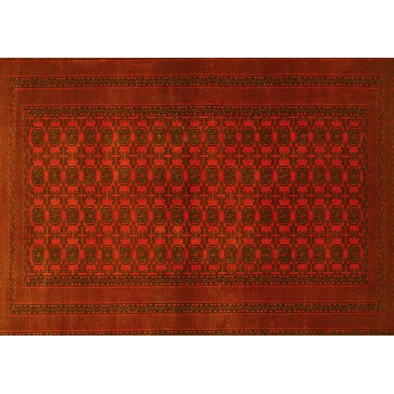Ahgly Company Machine Washable Indoor Rectangle Persian Yellow Traditional Area Rugs, 6' x 9'
