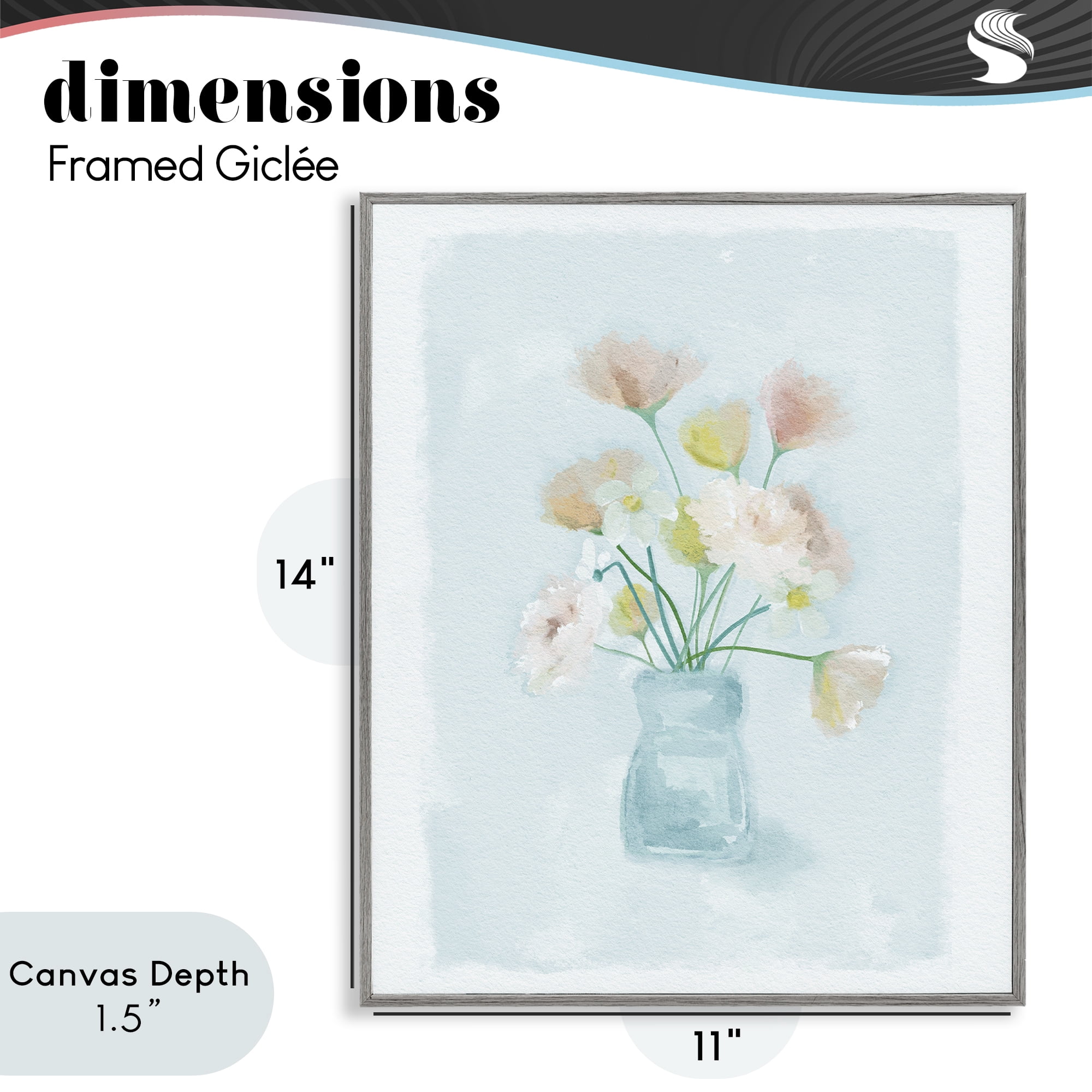 Stupell Industries Pretty Florals in Vase Gray Framed Giclee Art, design by Leah Straatsma
