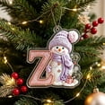 thumbnail image 7 of Purple Snowman Letter Ornament, Flat Acrylic Single Initial Pendant, Xmas Snowman Letter Hanging Decor for Christmas Tree, 7 of 7