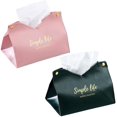 thumbnail image 1 of 2 pcs rectangular paper towel holders, paper towel box, leather paper towel box, V-port design, for living room, bedroom, office, car (pink, green), 1 of 5