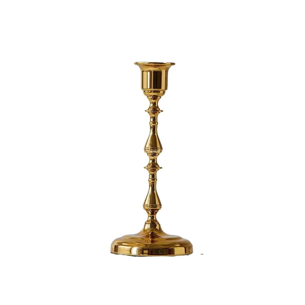 Candelabro dorado, base for velas domésticas, decoración suave, decoración for cenas a la luz de las velas, integración en el hogar