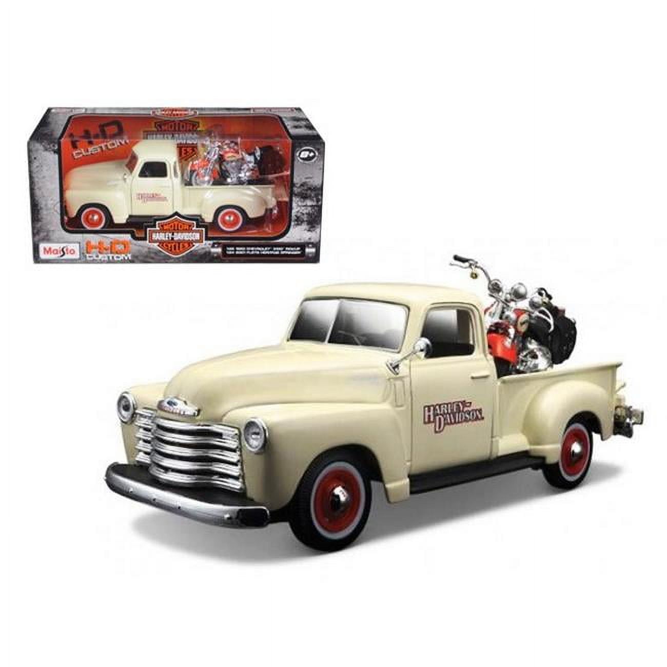 ミニカー Maisto 1950 Chevrolet 3100 Harley-Davids Maisto Diecast Chevy 1950 3100 Pickup Truck & 2001 FLSTS Heritage