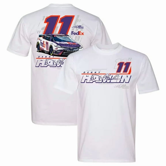 Hamlin Denny 11 Joe Gibb Racing Car Team White Car 2-Sides T-Shirt