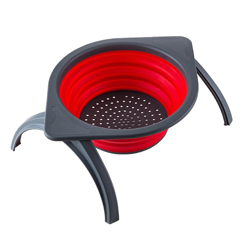 With support frame Kitchen Collapsible Colander Fruit Vegetable Strainer Basket