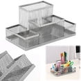 thumbnail image 2 of Aetherz Desk Organizer and Mesh Pen Holder, 4 Compartment Black Metal Desk Caddy for Office Supplies, Pencils, Scissors | Teacher & Student Desktop Organizer, 2 of 8