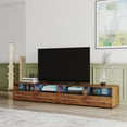 thumbnail image 3 of TV Stand Cabinet, Seizeen Entertainment Center with LED Lights, Wood TV Console Table with Large Storage Drawers and Shelves, Modern TV Stand for 45inch TV, Walnut, 3 of 16
