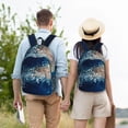 thumbnail image 6 of Balery White Jellyfish Dansing in the Ocean Vintage Canvas Backpack for Men and Women - Large Capacity, Durable Travel Laptop Bag for School, Work, Hiking, and Outdoor Activities, 6 of 7