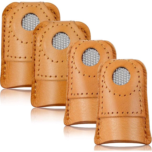 4 piezas 2,9/3,1*3,9*0,4 cm Dedal de cuero Dedal de mano Protector de dedos Protector de dedos Dedal para acolchado Accesorios de costura Herramientas de costura de bricolaje