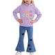 thumbnail image 1 of Conjunto de sudadera con capucha de manga larga para niños, estampado de patchwork, cuello redondo, manga larga y pantalones acampanados casuales con cintura elástica, conjunto relajado, conjunto de p, 1 of 8