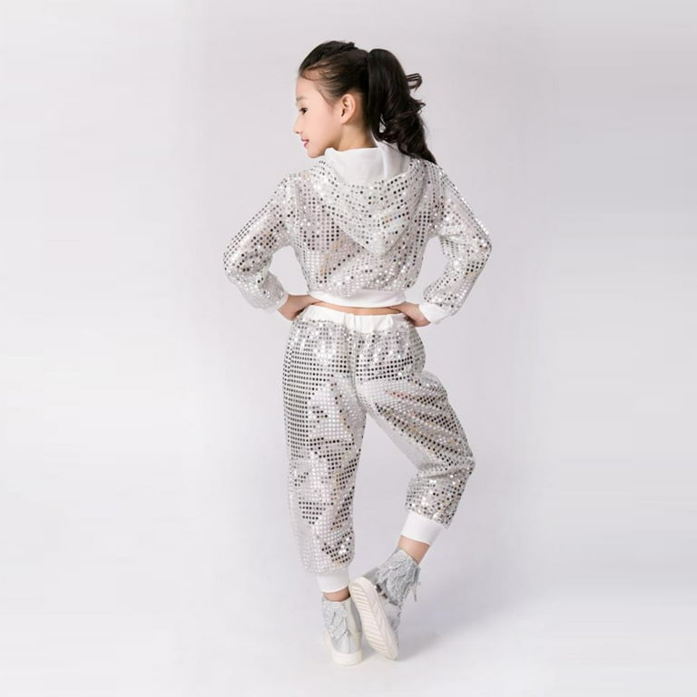 White Shirt White Sequin Pants Outfit Pcs/Set Women Top Pants Suit