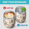 thumbnail image 4 of 12oz Stemless Wine Tumblers Beige Highland Cow Fence Pattern Vacuum Insulated Stainless Steel Travel Tumbler Cups Mug with Lid and Straw for Champaign,Cocktail,Beer with Cleaning Brush, 4 of 5