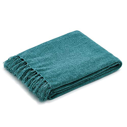 Americanflat Chenille Throw Blanket in Light Blue - Breathable ...