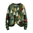thumbnail image 5 of NMMUED Christmas Sweater Women Vintage Christmas Sweater Tops for Women Holiday Sweaters for Women Knitted Sweater Christmas Tree Sweater Winter Clothing for Women Sky Blue 3XL, 5 of 5