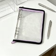 thumbnail image 7 of Leodye 1PCS Transparent PVC Zipper Loose-Leaf Folder, Two-Color Edge Design, Multifunctional Notebook Cover and File Storage Bag -7.9*5.5*1.2in, 7 of 7