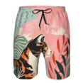 thumbnail image 3 of Balery Colorful Cat With Flowers Traje de Baño Estilo Hawaiano para Hombre, Shorts de Secado Rápido con Bolsillos-Large, 3 of 6