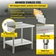 thumbnail image 5 of Mesa de preparación de acero inoxidable VEVOR, 36 x 24 x 35 pulgadas, capacidad de carga de 440 libras, mesa de trabajo de metal resistente con protector contra salpicaduras y estante inferior, 5 of 9