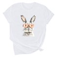 thumbnail image 1 of Pantalones Cortos para las Mujeres Sexy Pascua Moda Impresión Cuello Redondo Tee, Poliéster Ligero Casual Top para Primavera Verano Diario, Blusa de Suéter, 1 of 4