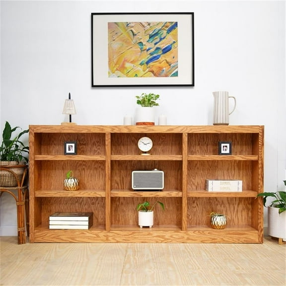 Maklaine Book Shelf - Wood Bookcase Furniture - 36 x 72" Oak