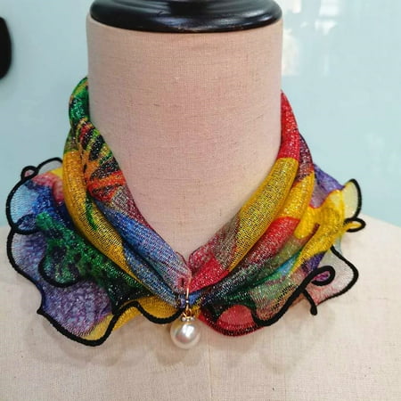 

STEADY Pearl Fungus Edge Gold Silk Bib Gold Lace Changeable Scarf Fashion Scarf Square One Size / Multicolor