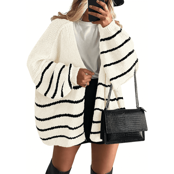 Olaglory Womens Oversized Cardigan Sweaters Long Lantern Sleeve Knit Open Front Lightweight Sweater
