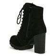 thumbnail image 3 of Women Faux Suede Lace Up Fur Stacked Lug Heel Ankle Boot 19606, 3 of 6