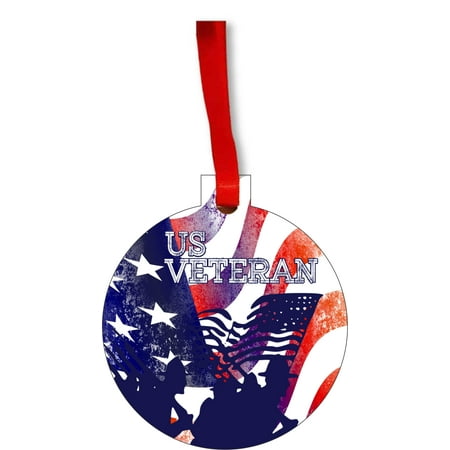 Penn State Christmas Ornaments Flag U.S. Veteran - United States Army Veteran American Flag Round Shaped Flat Hardboard Christmas Ornament Tree Decoration - Unique Modern Novelty Tree Décor Favors ()