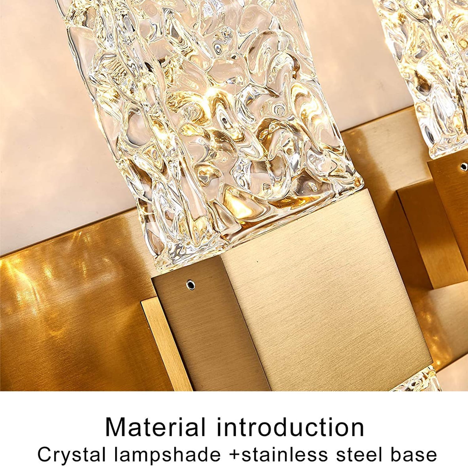 4000K LED Crystal Wall Sconces 3-Light Gold Vanity Lights 30W Modern Brushed Hardwired Lighting Fixtures for Bathroom Bedroom Living Room