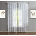 thumbnail image 2 of Warm Home Designs Pair of Short Length 54” (W) x 84” (L) Semi Sheer White Lace Curtains. L White 84, 2 of 4