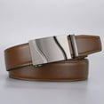 thumbnail image 5 of Mens Genuine Leather Ratchet Belts Adjustable Automatic Buckle for Jeans Dress, 5 of 7