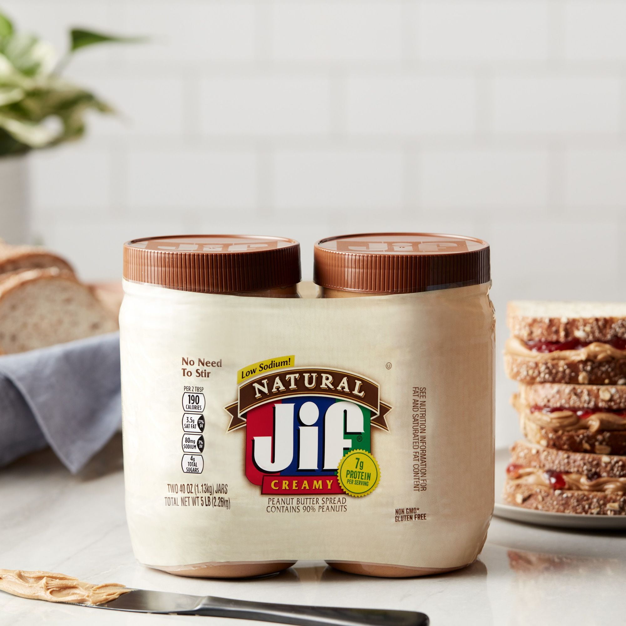 Jif Natural Creamy Peanut Butter Spread Twin Pack, 80-Ounce - Walmart.com