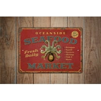 Seafood Market Seafood Market Sign Seafood Market Decor Beach Seafood Market Vintage Style Sign Metal Sign SIZE: 8" x 12"
