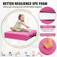 thumbnail image 4 of YRLLENSDAN Folding Gymnastics Mat Thick Exercise Mat for Home Workout Leather Tumbling Mat for Gymnastics for Home Schooling and Daycare Cheer Mat Foldable Gym Mat for Kids 2×6 ft,Pink, 4 of 8