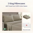 thumbnail image 4 of California Design Den 600 Thread Count King Pillow Cases, Set of 2 100% Cotton Sateen, Fits all King Pillows - Cool Taupe, 4 of 8