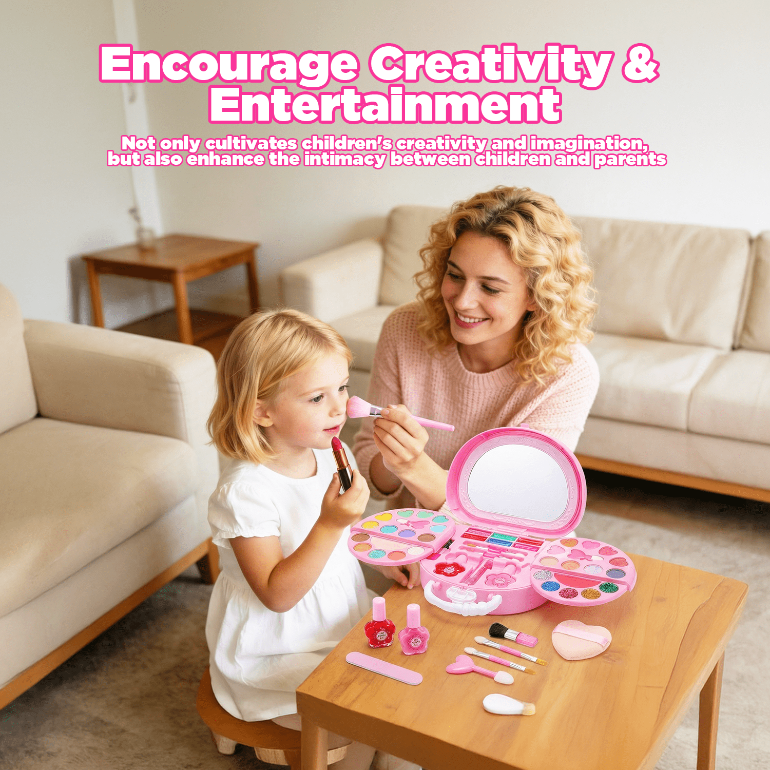 Kids Makeup Kit for Girl, Non-Toxic Toys Toddler Cosmetic With Mirror, Real Washable Kids Makeup Sets for Girls 5-8 Year Old Gifts