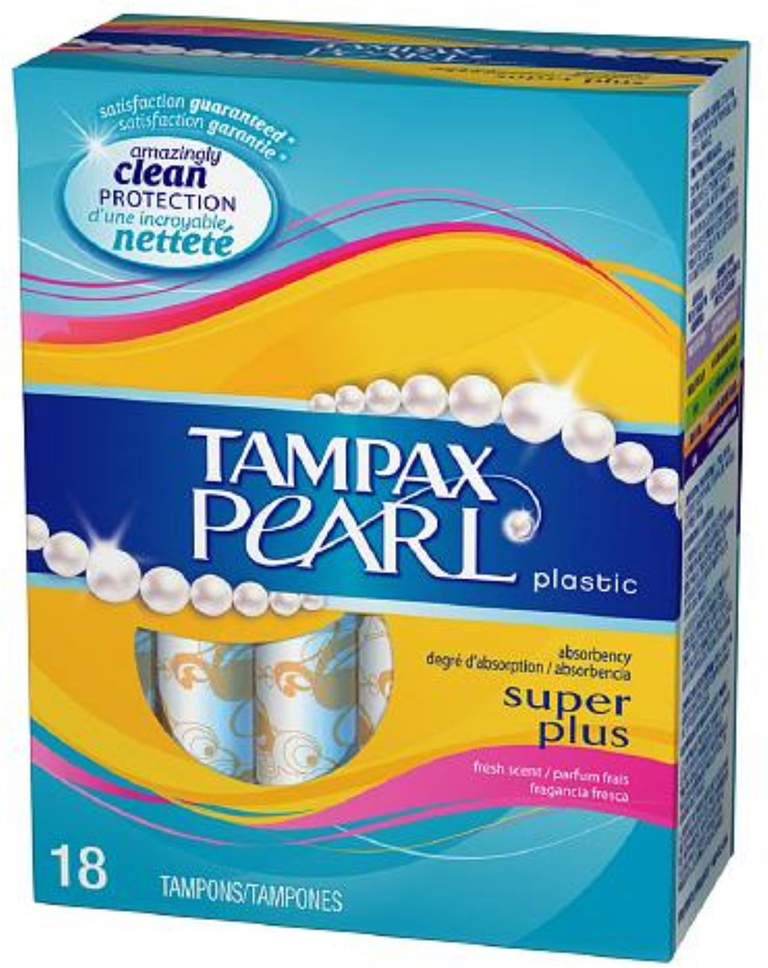 Tampax Pearl Tampons With Plastic Applicators, Super Plus Absorbency 18
