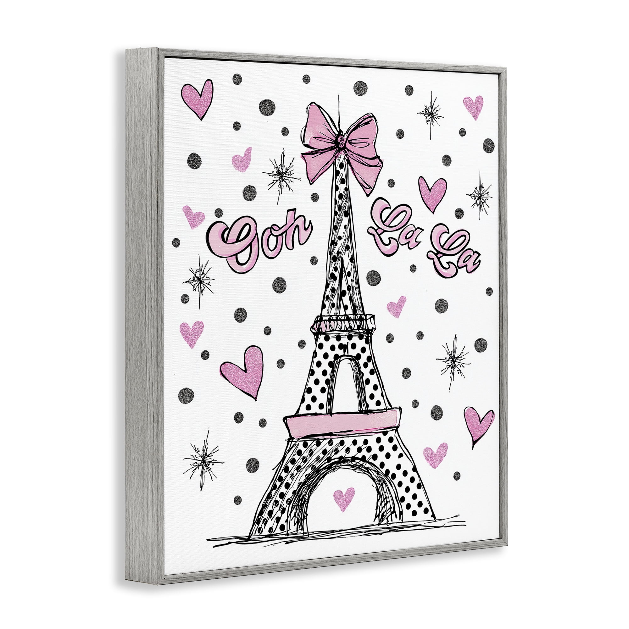 Stupell Industries Ooh La La Polka Dots Eiffel Gray Framed Giclee Art, design by Jess Stempel