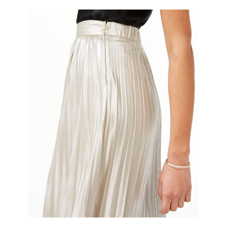 ADRIANNA PAPELL Womens Gold Metallic Zippered Elastic Waist Below