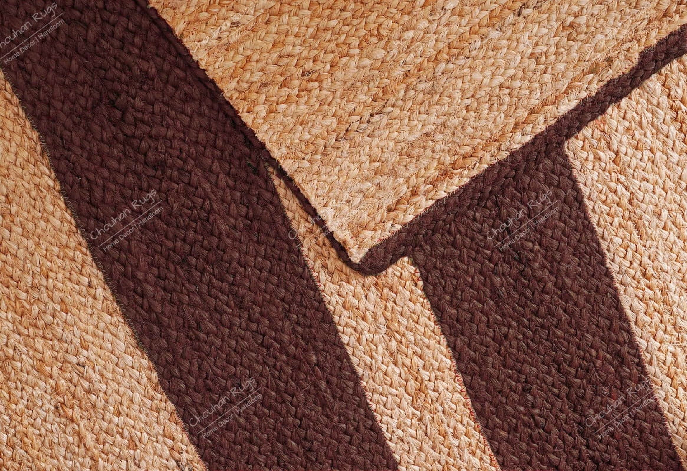 Chouhan Rugs Natural Jute Brown Lined Rug Bohemian Rug Decor Rug Handwoven Rug Custom Rug Decorative Rug