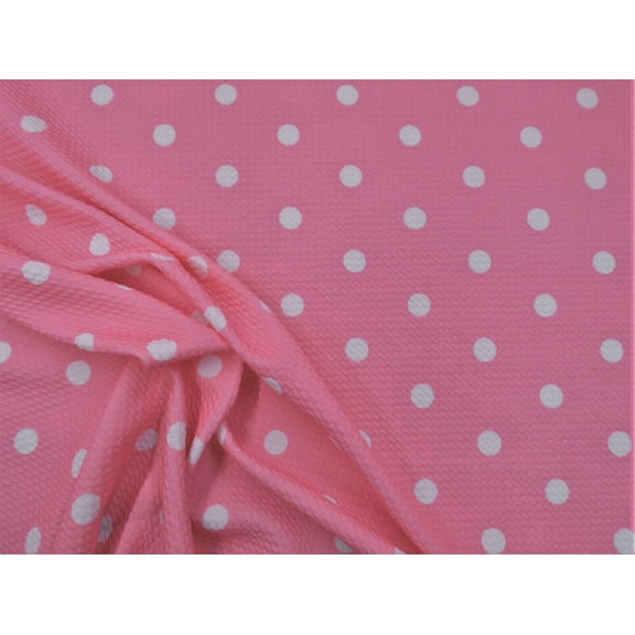 Bullet Printed Liverpool Textured Fabric Stretch Pink White Small Polka Dot S41