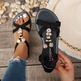 thumbnail image 6 of HomeDM Womens Flats Sandals Comfort Open Toe Elastic Ankle Strap Dressy Cross Strap Summer Beach Sandals, Black Size 6, 6 of 9