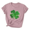 thumbnail image 1 of Besolor T-Shirts de la Saint-Patrick pour Femmes, Col Rond, Manches Courtes, T-Shirts Basiques, T-Shirts Graphiques Shamrock, Hauts de Festival, 1 of 3