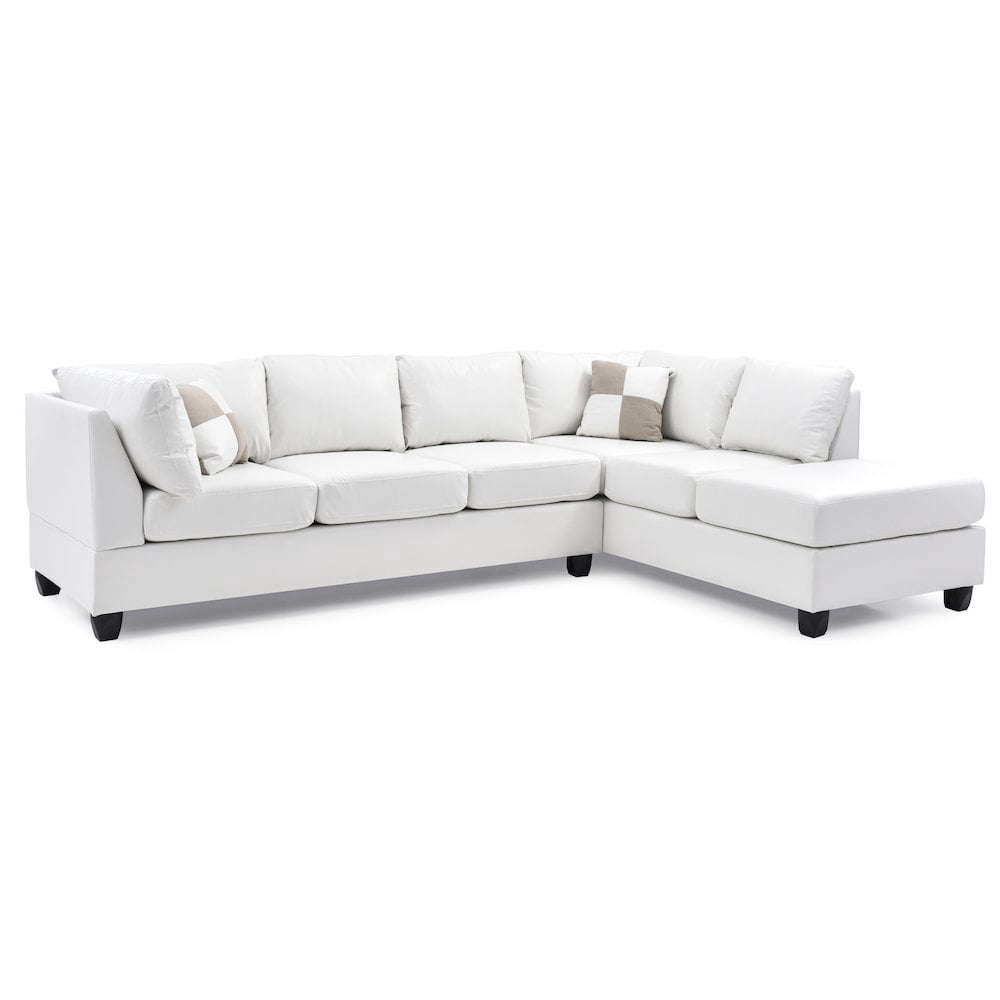 Glory Furniture Malone Sectional in White Color