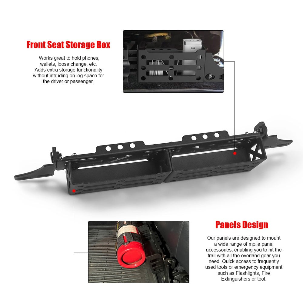 Universal Front Seat Brackets Multifunction Tactical Organizer Storage Tray