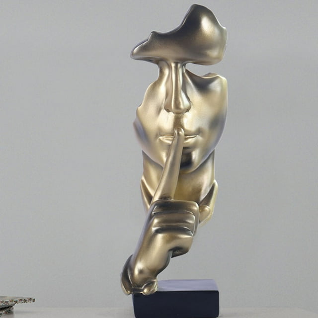 mmirethe Elegant Decoration Silence Is Gold Abstract Sculptures For Home Suitable white