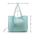 thumbnail image 6 of Women Tote Bag Tassels Leather Shoulder Female Handbags - Light Blue, 6 of 6