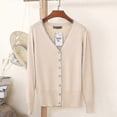 thumbnail image 4 of Casual Woman Cardigan Sweater Autumn Winter Women Solid Color V-neck Long Sleeve Plus Size Knit Sweater Coat Crochet, 4 of 5