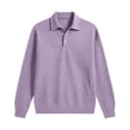 thumbnail image 3 of Men's Waffle Knit Polo Shirts Long Sleeve Button Down Collar Tops Men's Shirt (Purple XXXL), 3 of 4