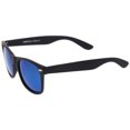 thumbnail image 4 of zeroUV Unisex Rubberized Frame Mirror Polarized Lens Square Horn Rimmed Sunglasses 55mm (Black / Blue Mirror Polarized) - 55mm, 4 of 4
