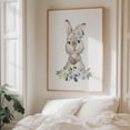 thumbnail image 6 of Cute Bunny, Rabbit, Forest Animals, Woodland Animals, Boho, Purple Flowers, Gender Neutral Nursery - Illustration Watercolor Floral Animal Whimsical Unframed Wall Art Print 9 x 12 inches, 6 of 13